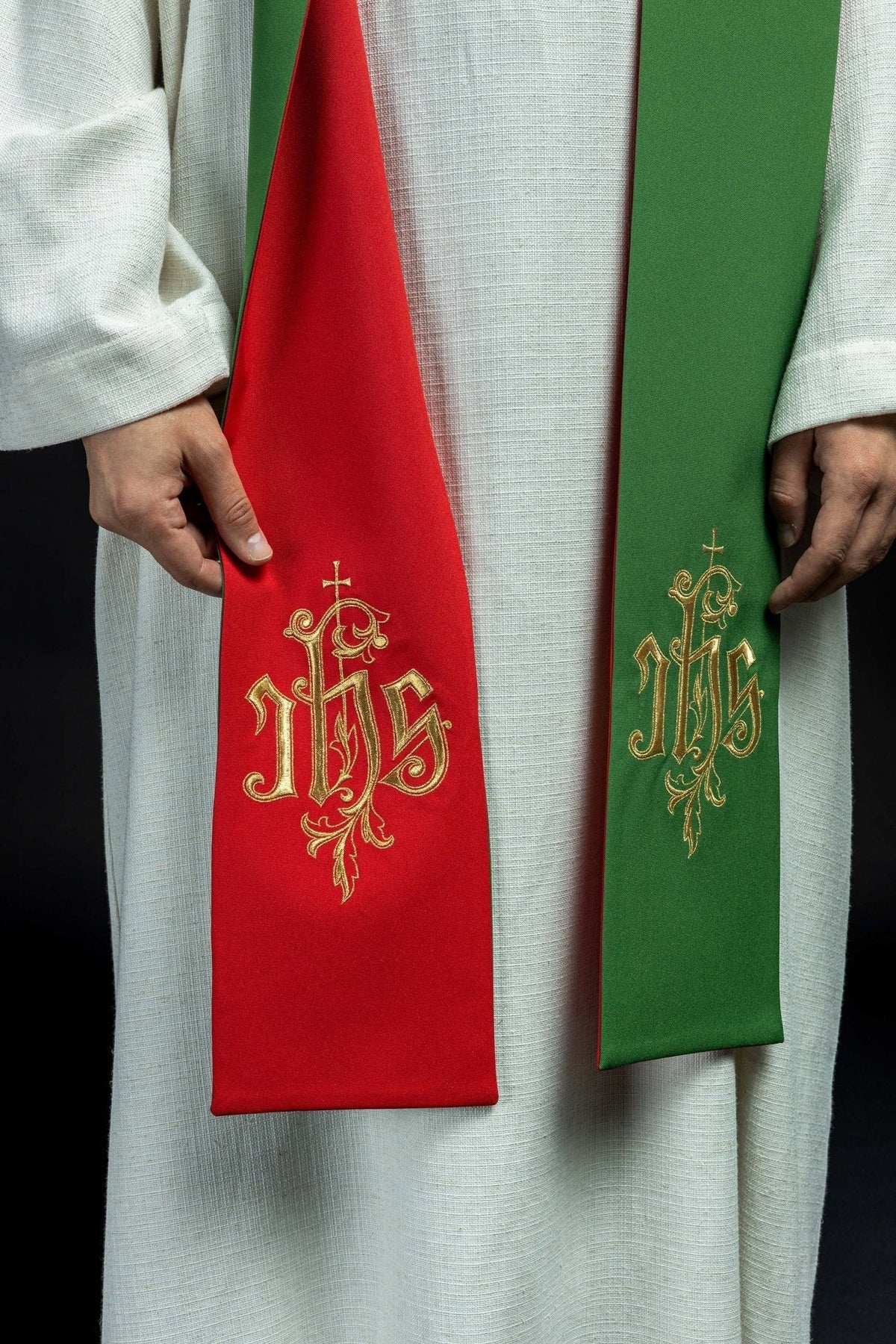 Estola sacerdotal bicolor Verde - Rojo
