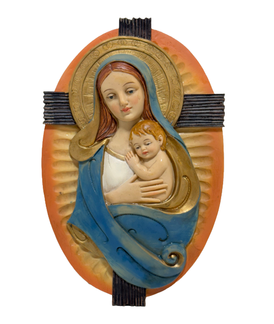Placa de Virgen María con Niño Jesús