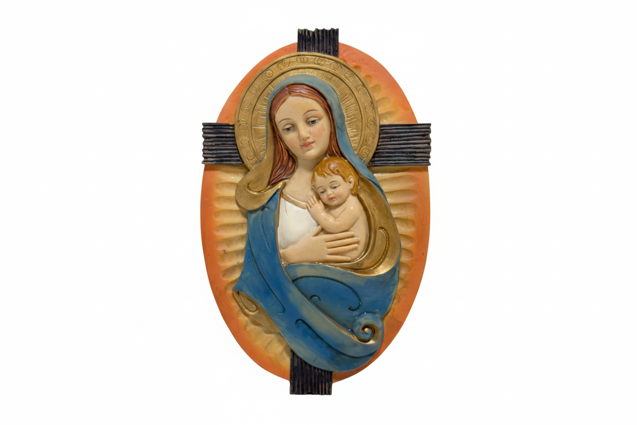 Placa de Virgen María con Niño Jesús