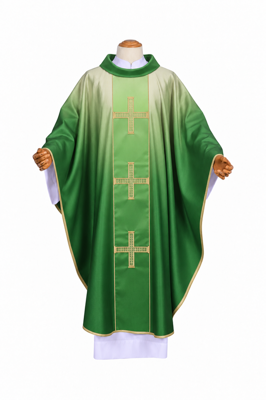 Casulla Sublimada con Galón Bordado de Cruz