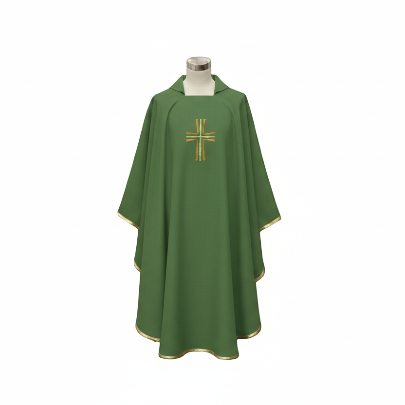 Casulla de poliéster con bordado cruz