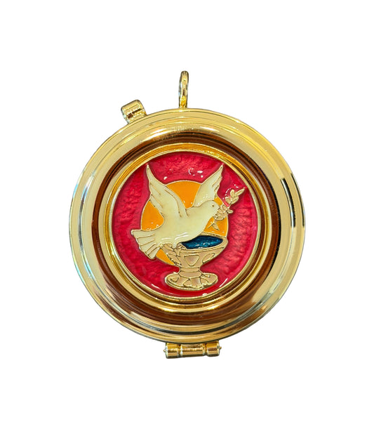 Porta viatico Con diseño esmaltado "Espíritu santo"