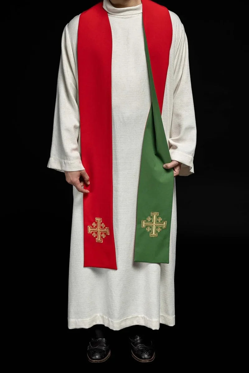 Estola sacerdotal bicolor Verde - Rojo