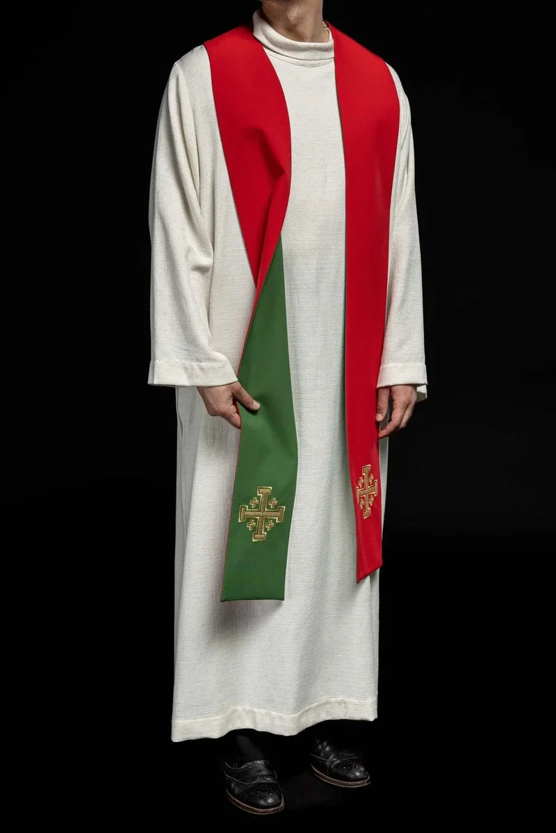 Estola sacerdotal bicolor Verde - Rojo
