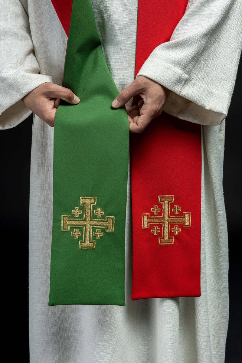 Estola sacerdotal bicolor Verde - Rojo