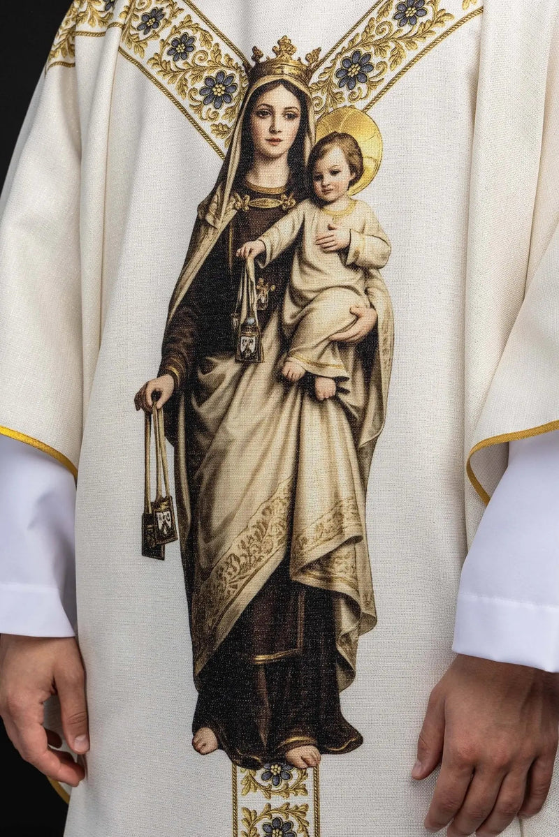 Casulla lino con Virgen del Carmen