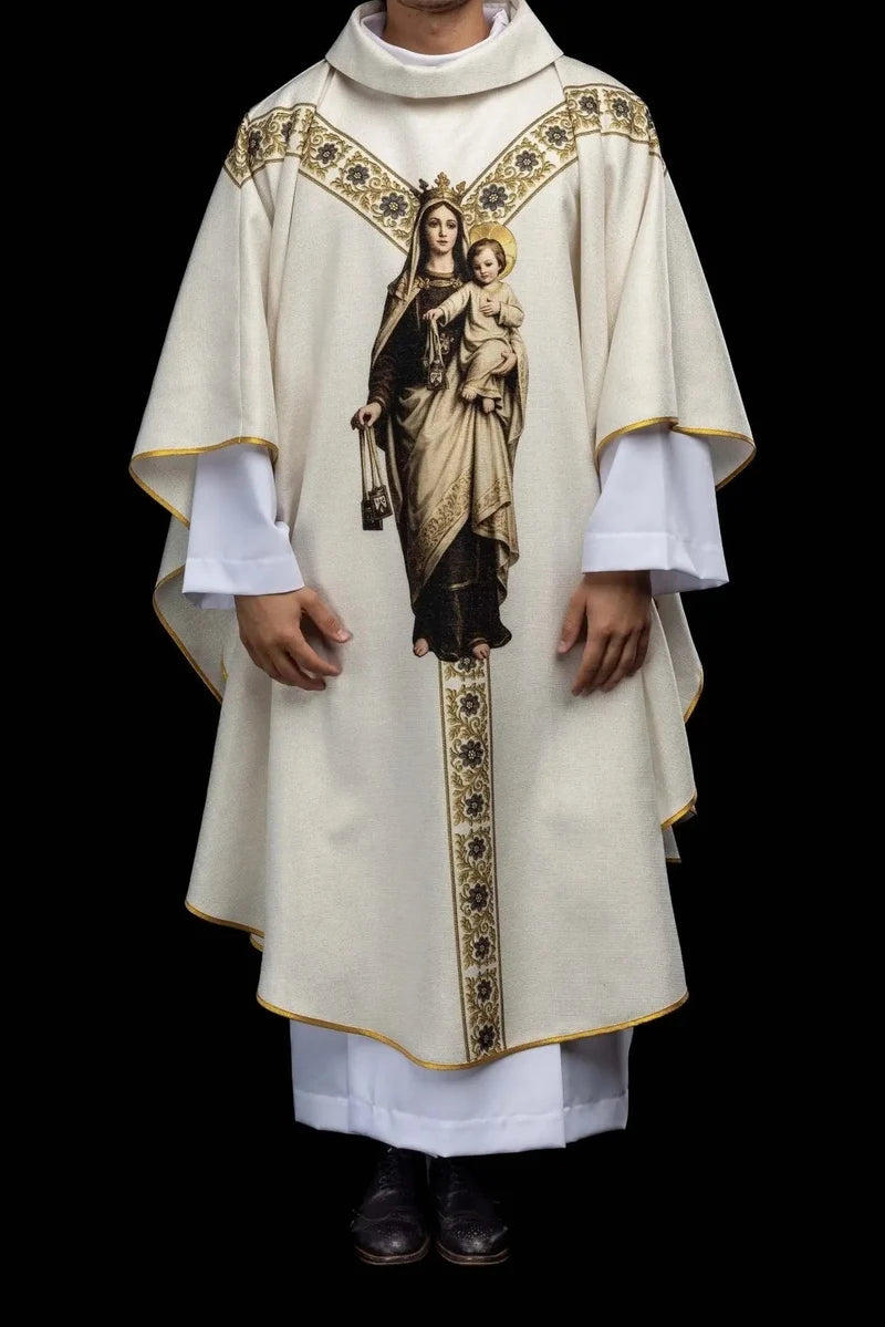 Casulla lino con Virgen del Carmen