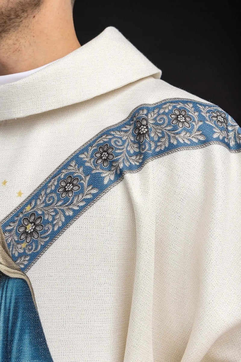 Casulla lino con Virgen de la Inmaculada Concepción