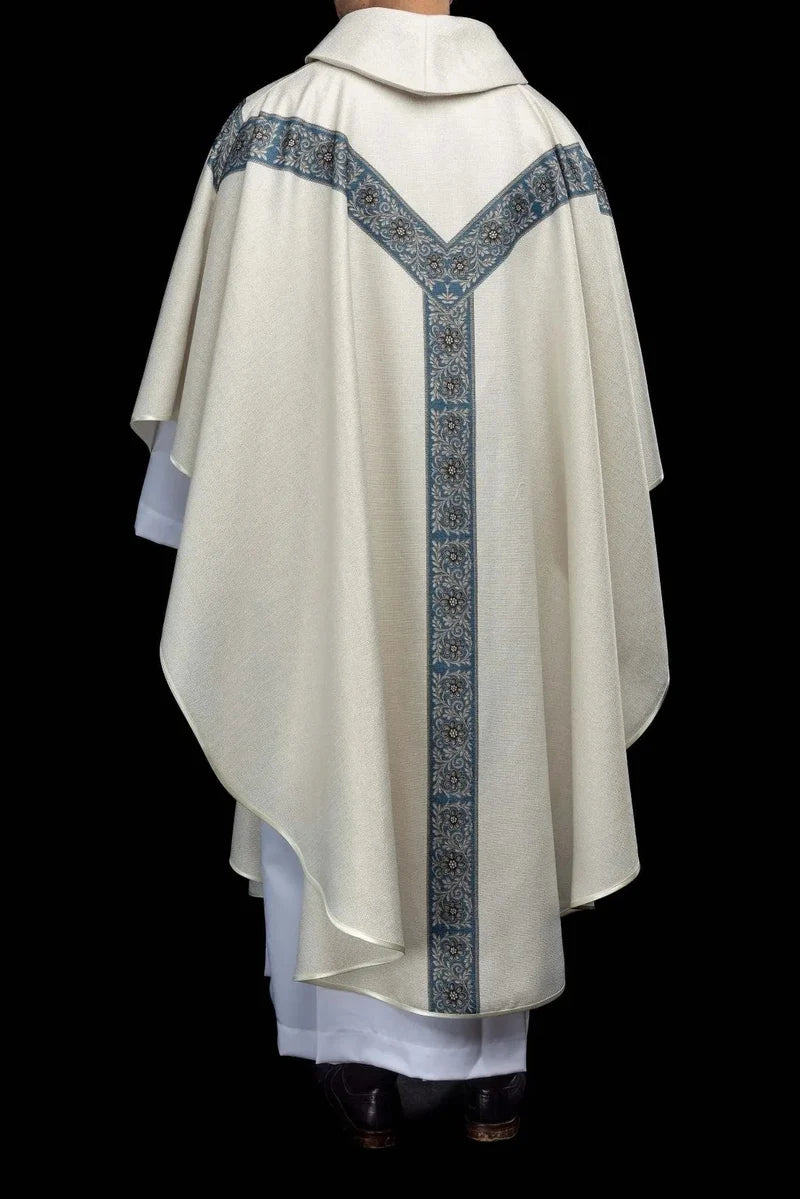 Casulla lino con Virgen de la Inmaculada Concepción