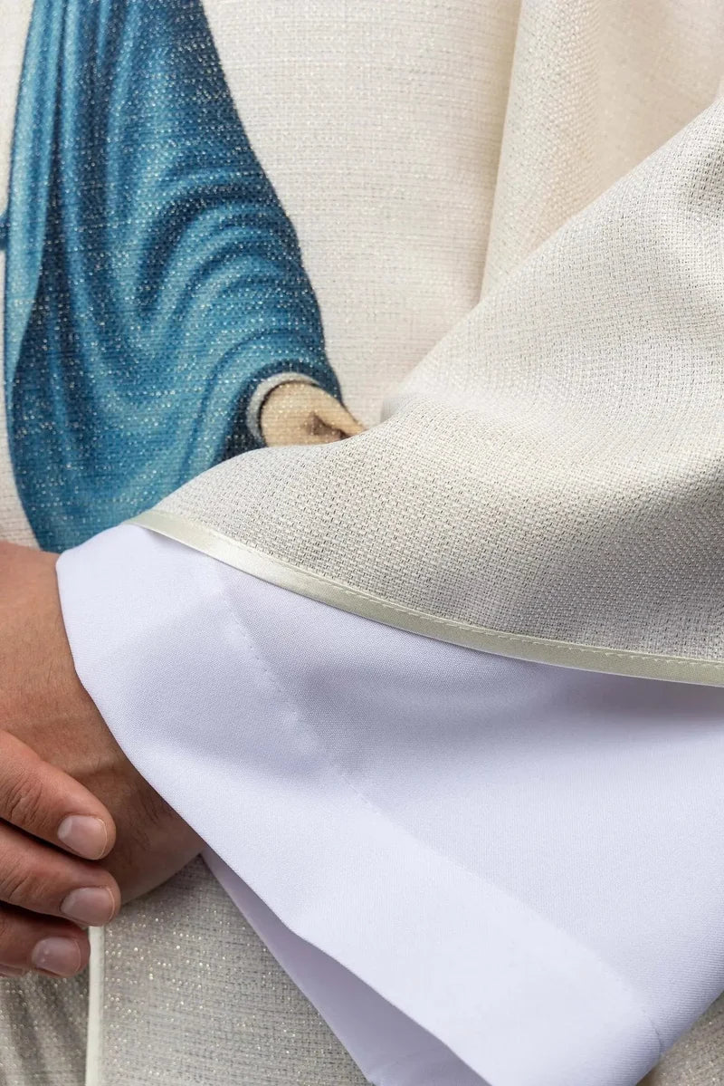 Casulla lino con Virgen de la Inmaculada Concepción