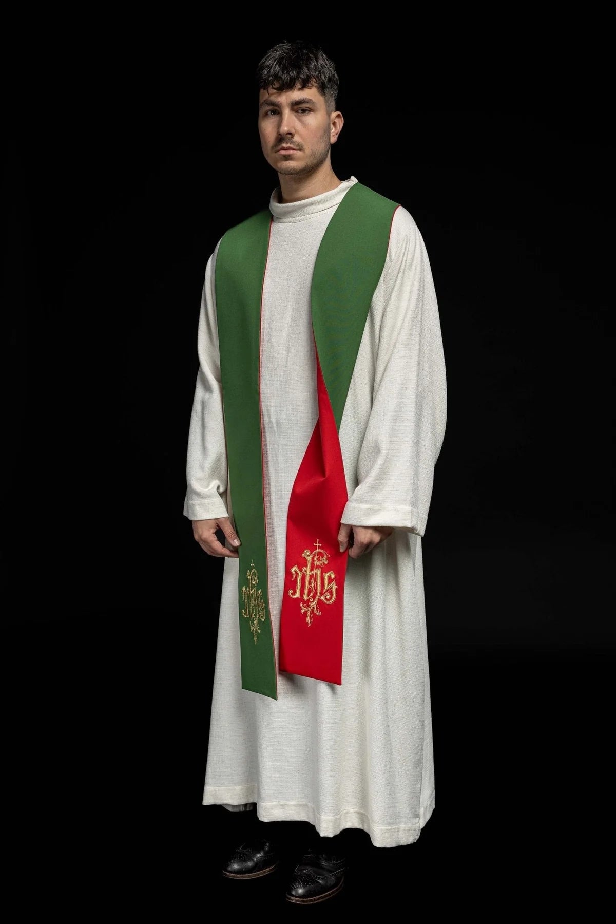 Estola sacerdotal bicolor Verde - Rojo