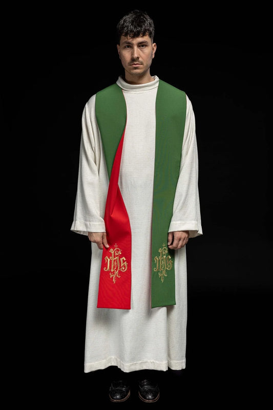 Estola sacerdotal bicolor Verde - Rojo