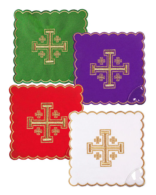 Juego de Palias con la cruz de Jerusalén bordada