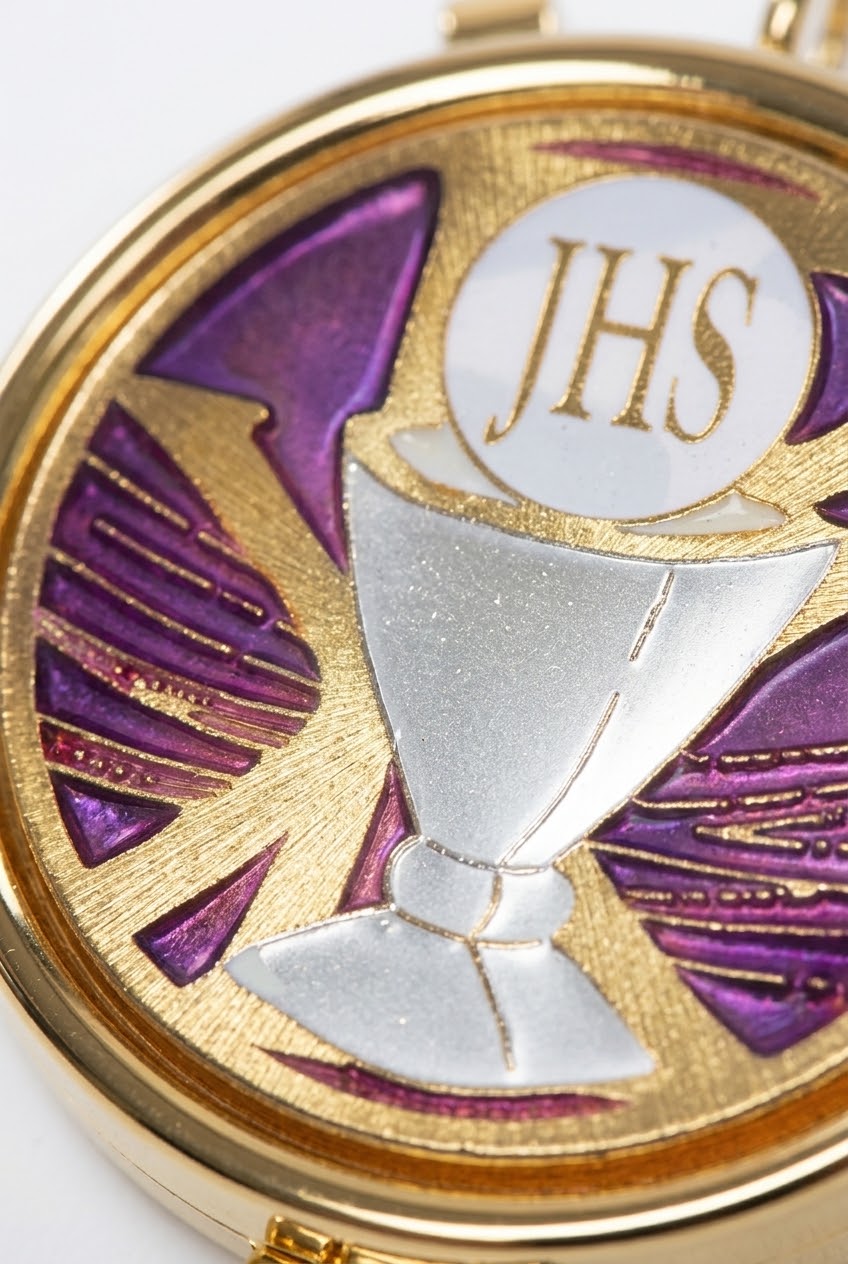 Porta viatico Con diseño esmaltado caliz "IHS"
